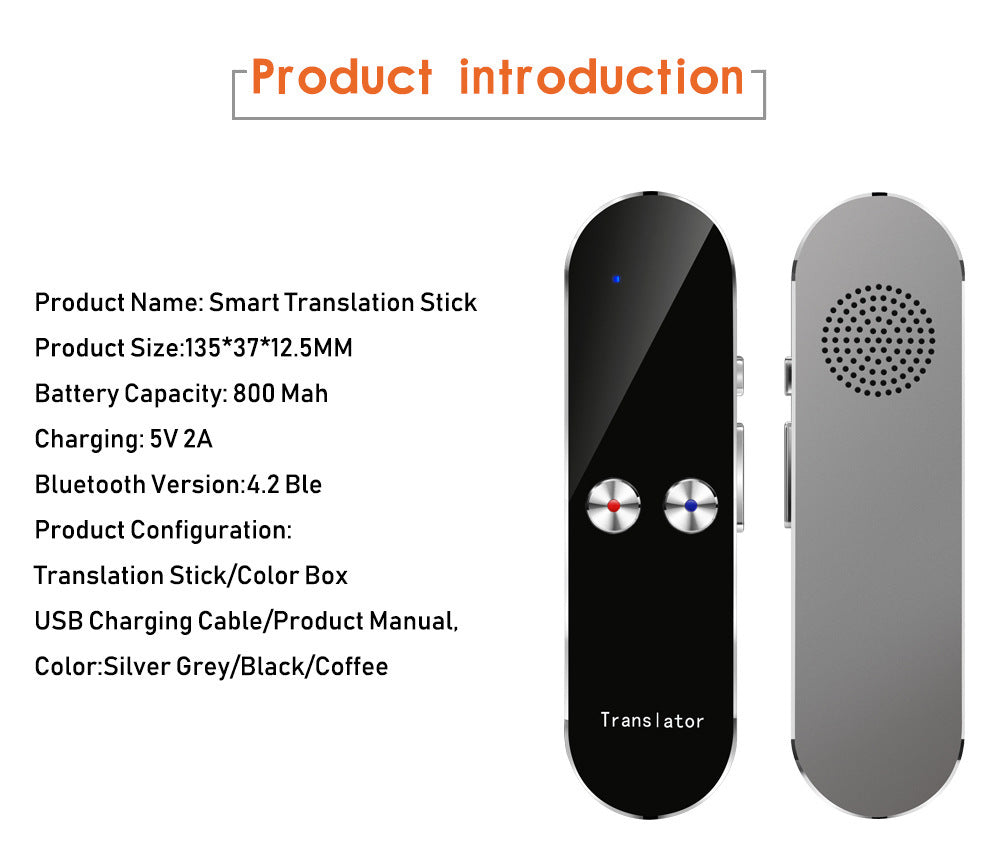 68 Languages Smart Instant Two-Way Real Time Voice Translator Translator 800mA